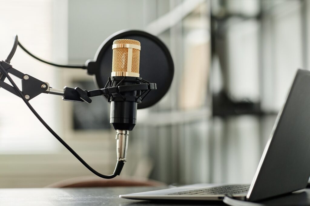Criminal law podcast microphone setup for legal professionals