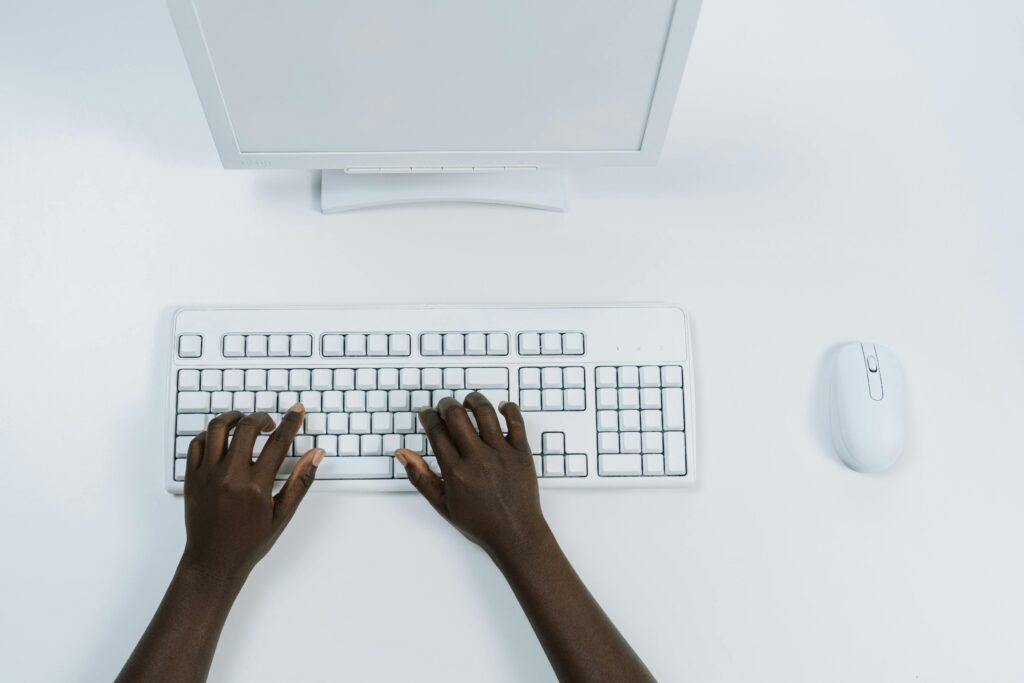 Prospective client using AI-powered search tools to compare and evaluate law firms online